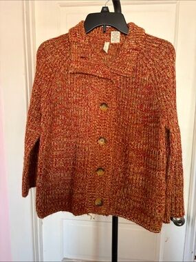 Tiara Marled Rust Multi-Blend Button Cardigan